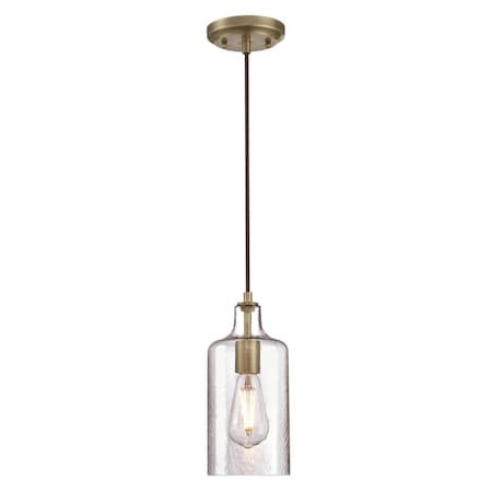 Westinghouse Pendant 60W Mini Carmen, Antique Brass Clear, Textured Glass 6371400